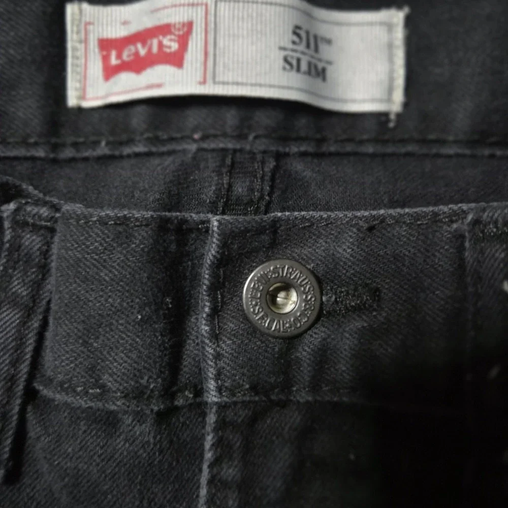 Levi's 511 Slim Fit Jeans Black Stretch Denim‎ Men's 28x28 Dark Wash Classic